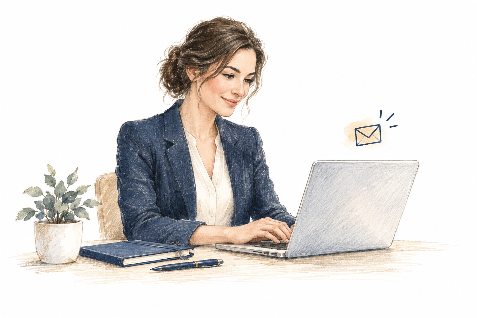 Księgowa pisząca wiadomość e-mail